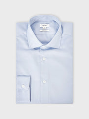Regular Fit Cotton Sateen Shirt in Mid Blue