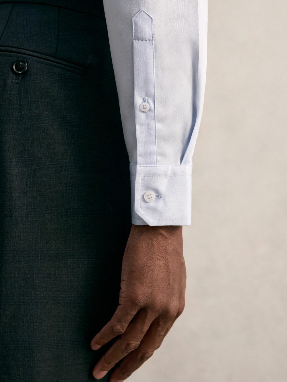 Regular Fit Cotton Sateen Shirt in Mid Blue