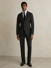 Wool-Blend Single-Breasted Suit Blazer Slim-Fit in Black