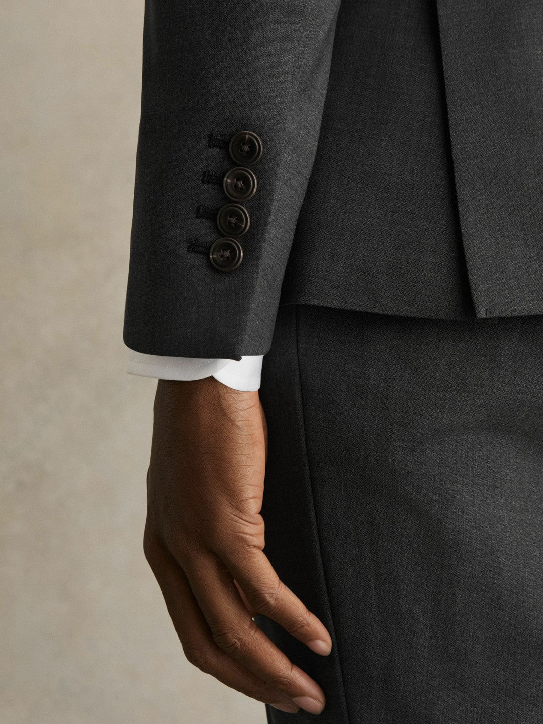 Wool-Blend Single-Breasted Suit Blazer Slim-Fit in Grey