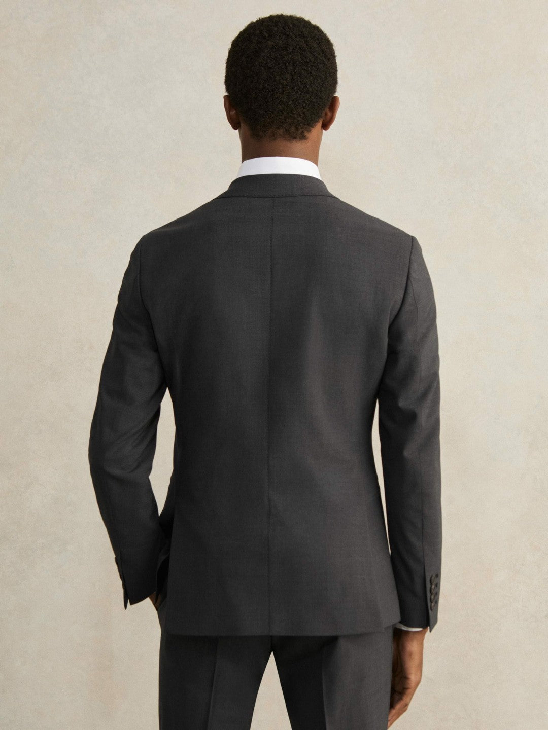 Wool-Blend Single-Breasted Suit Blazer Slim-Fit in Grey