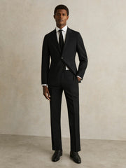 Slim-Fit Wool-Blend Suit Trousers in Black