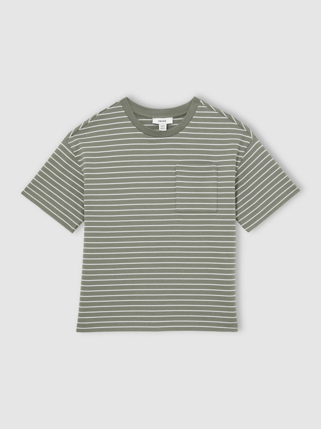 9-13 yrs Cotton-Blend Stripe T-Shirt in Sage/White