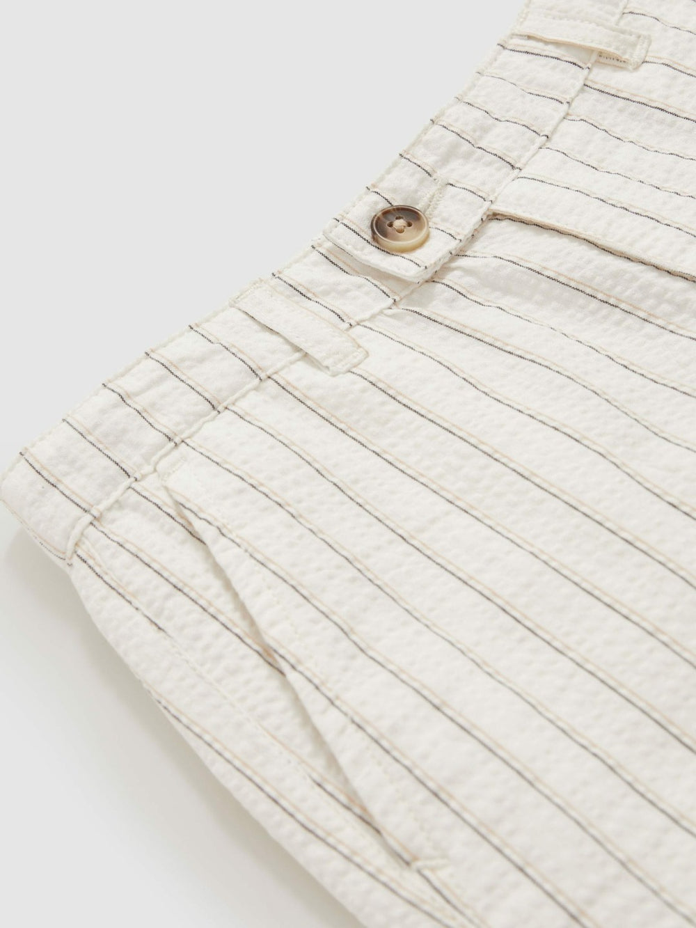 13-14 yrs Cotton Pinstripe Trousers Regular-Fit in Off White/Taupe Brown