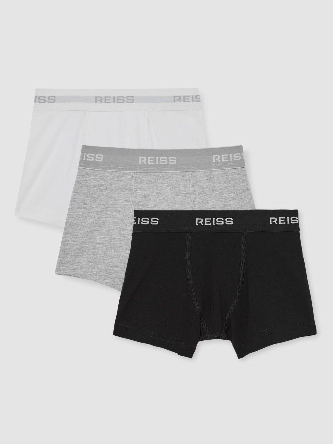 Stretch-Cotton Logo-Waistband Boxer Shorts 3 Pack in White/Grey/Black