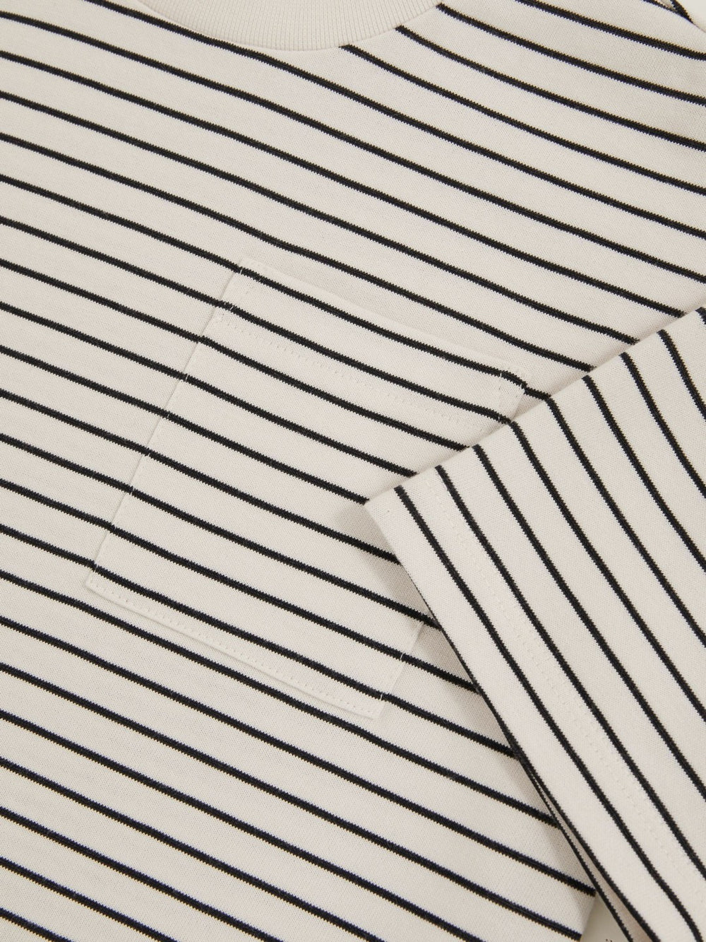 3-9 yrs Cotton-Blend Stripe T-Shirt in White/Navy