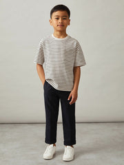 9-13 yrs Cotton-Blend Stripe T-Shirt in White/Navy