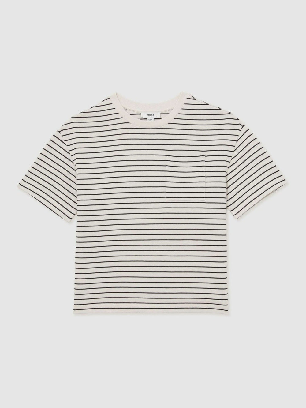 9-13 yrs Cotton-Blend Stripe T-Shirt in White/Navy