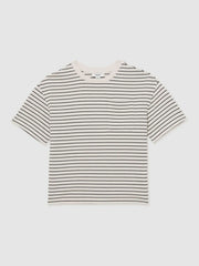 9-13 yrs Cotton-Blend Stripe T-Shirt in White/Navy