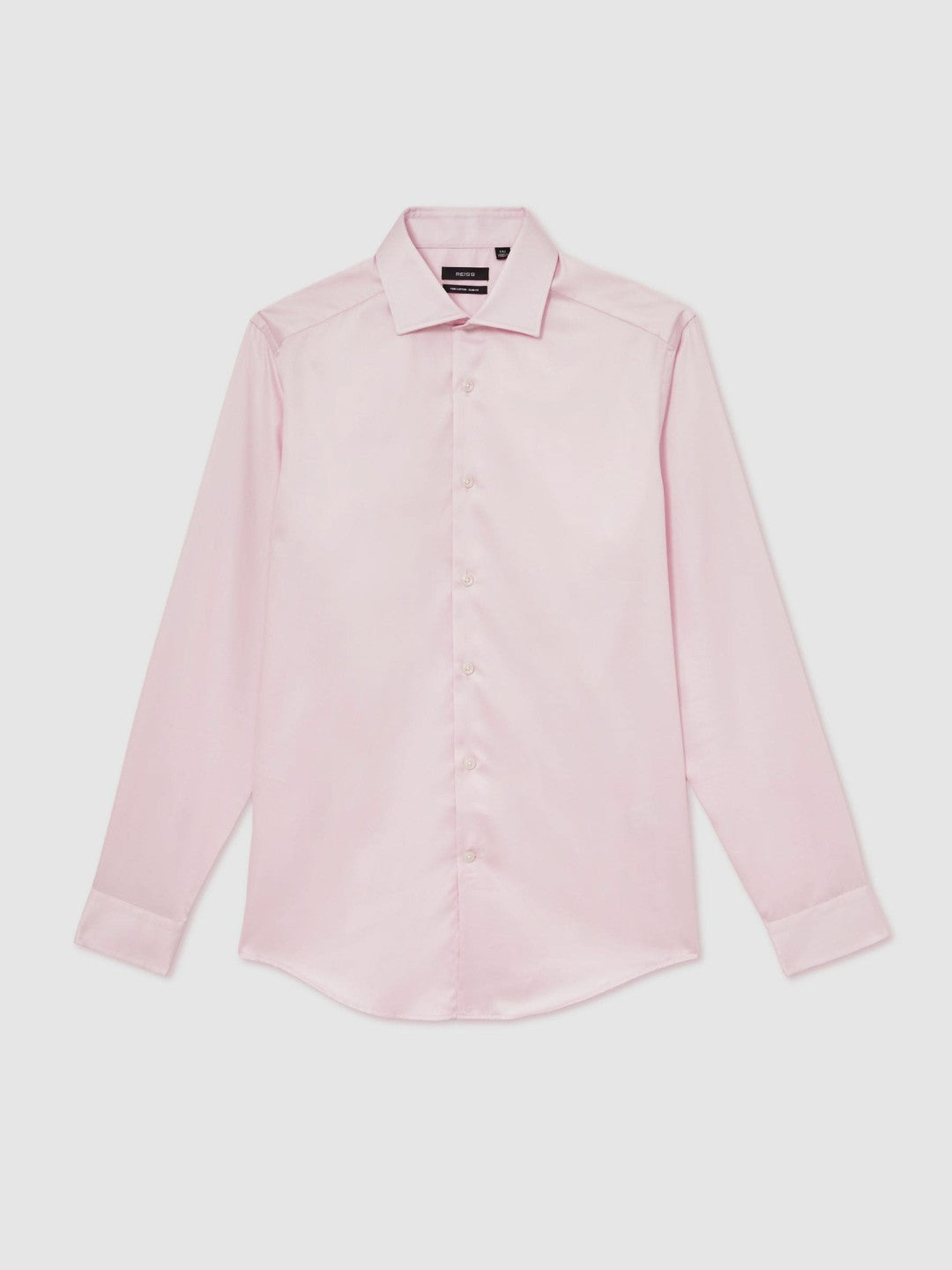 Slim Fit Cotton Sateen Shirt in Pink