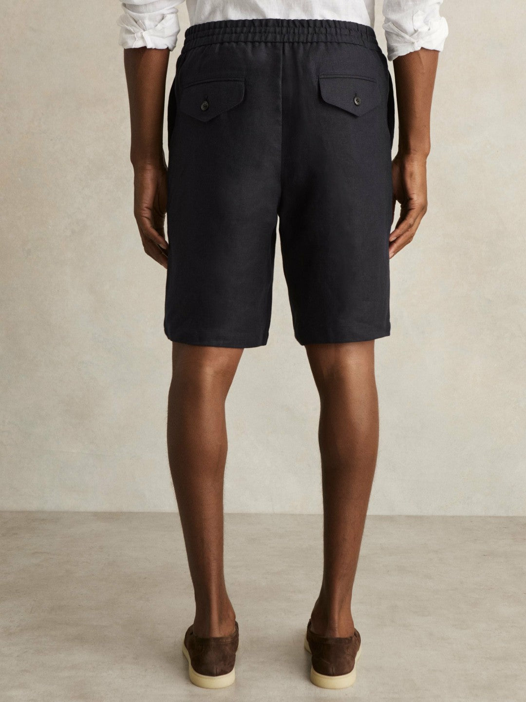 Linen Drawstring Shorts in Navy