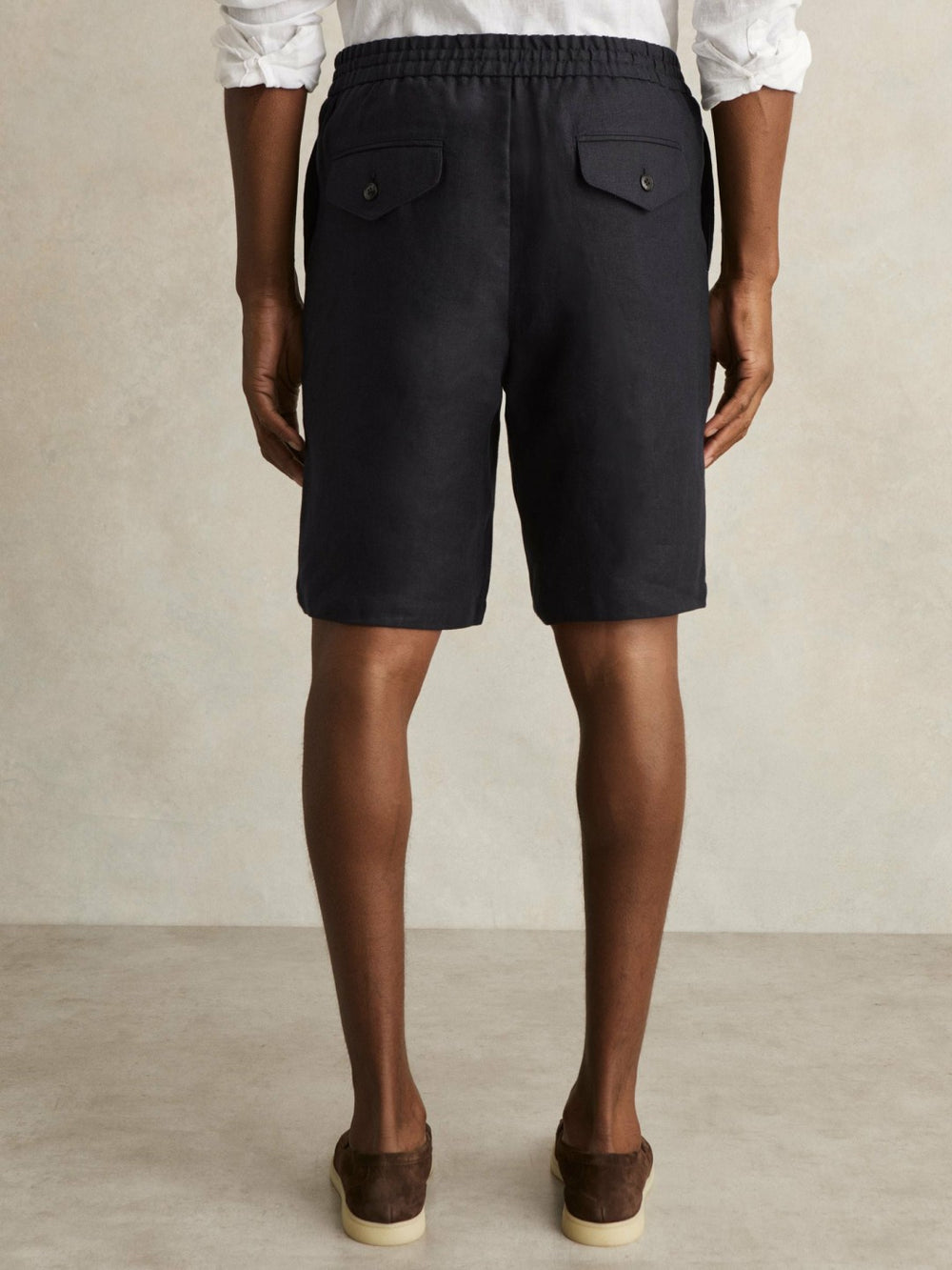 Linen Drawstring Shorts in Navy