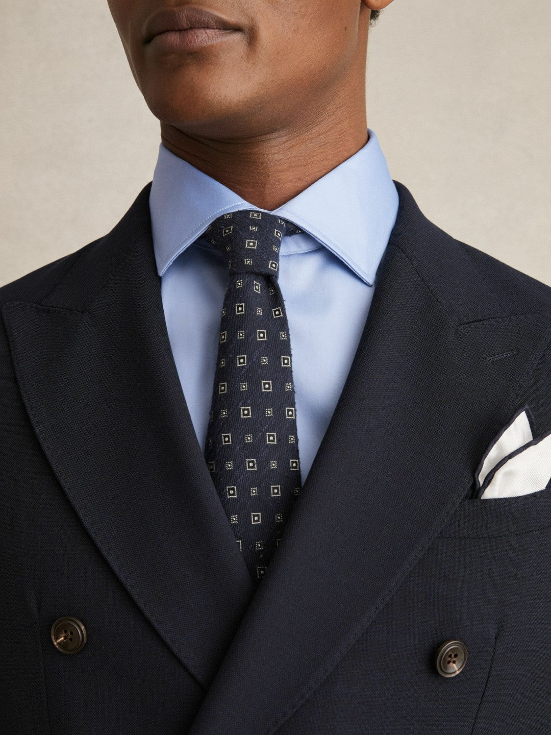 Slim Fit Cotton Sateen Shirt in Mid Blue