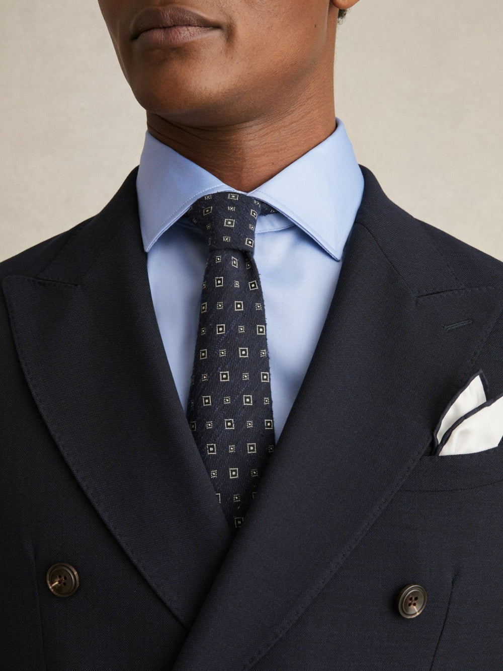 Slim Fit Cotton Sateen Shirt in Mid Blue