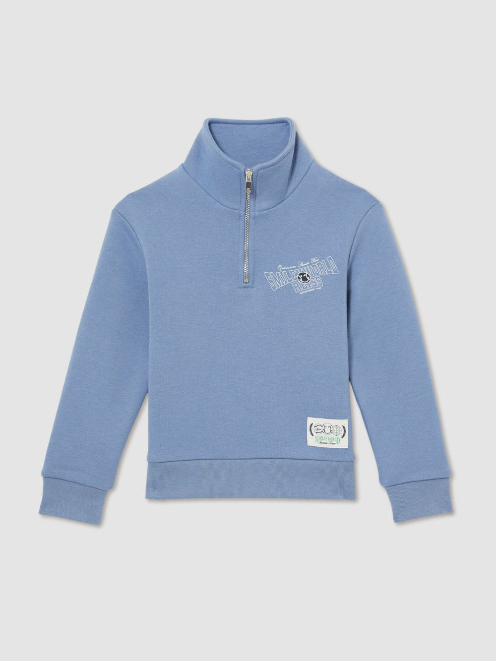 13-14 yrs SmileyWorld Half-Zip Sweatshirt Unisex Fit in Blue