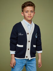 3-9 yrs SmileyWorld Logo Cardigan Unisex Fit in Off White