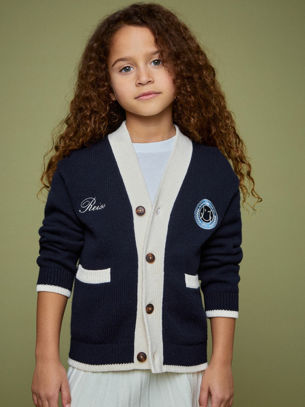 3-9 yrs SmileyWorld Logo Cardigan Unisex Fit in Off White