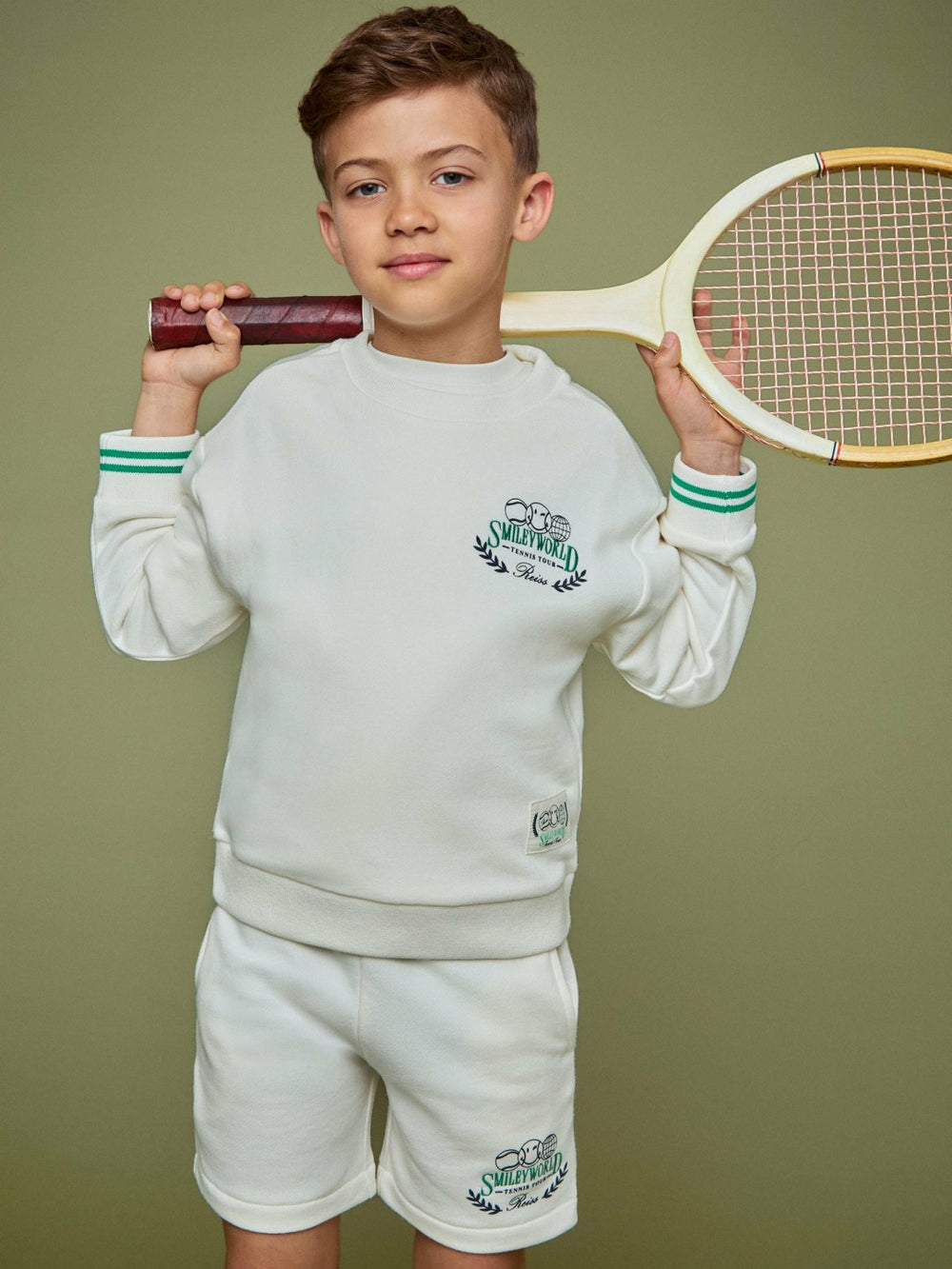 9-13 yrs SmileyWorld Logo Sweatshirt Unisex Fit in White