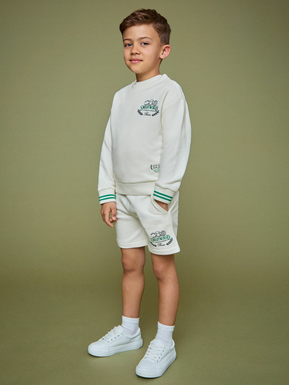 9-13 yrs SmileyWorld Logo Sweatshirt Unisex Fit in White