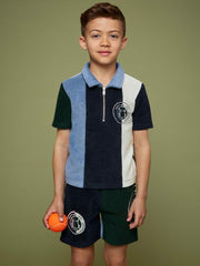 3-9 yrs SmileyWorld Towel Polo Shirt in Blue