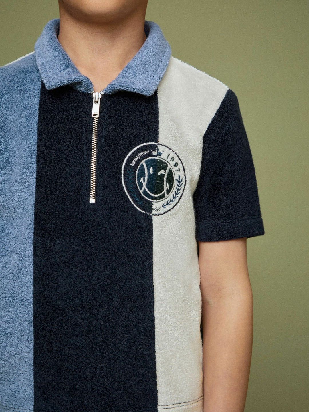 3-9 yrs SmileyWorld Towel Polo Shirt in Blue
