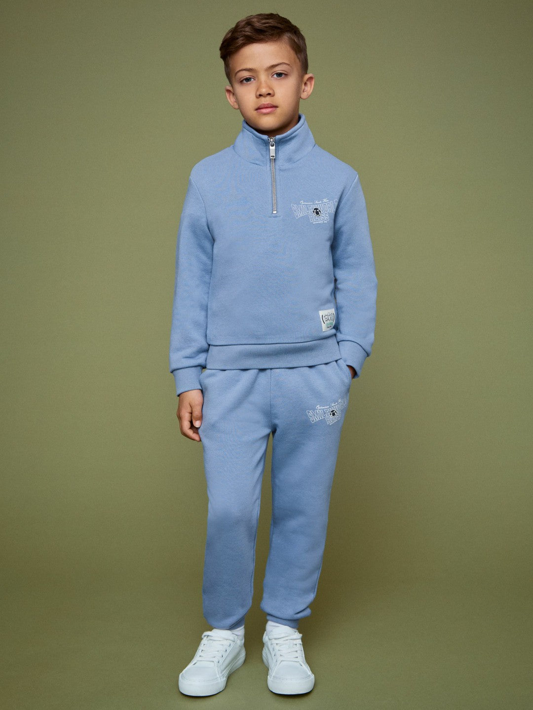 3-9 yrs SmileyWorld Half-Zip Sweatshirt Unisex Fit in Blue