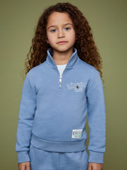 9-13 yrs SmileyWorld Half-Zip Sweatshirt Unisex Fit in Blue