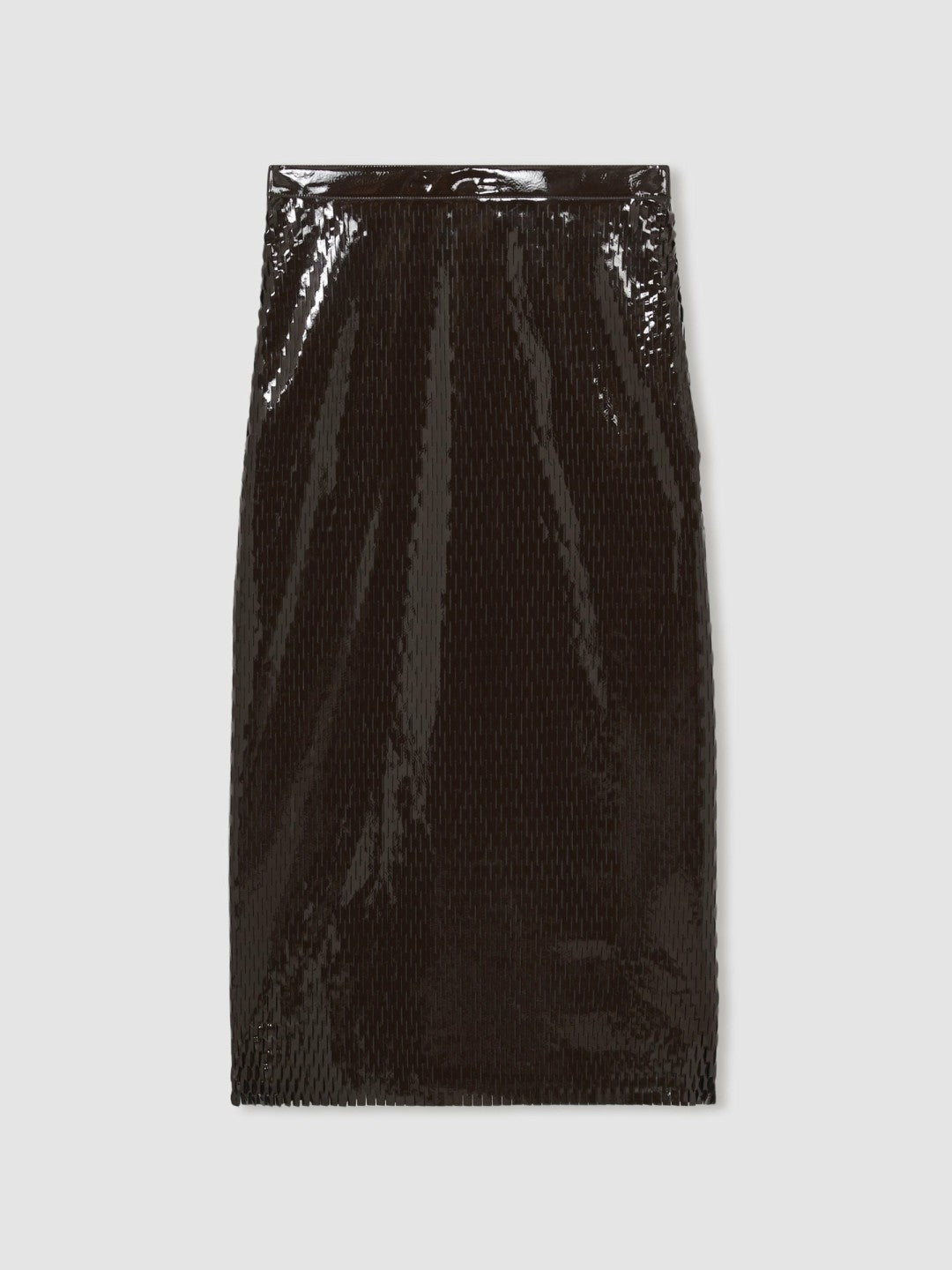 Atelier Laser-Cut Pencil Skirt in Chocolate