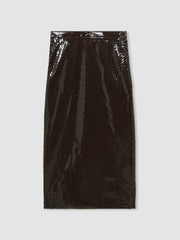 Atelier Laser-Cut Pencil Skirt in Chocolate