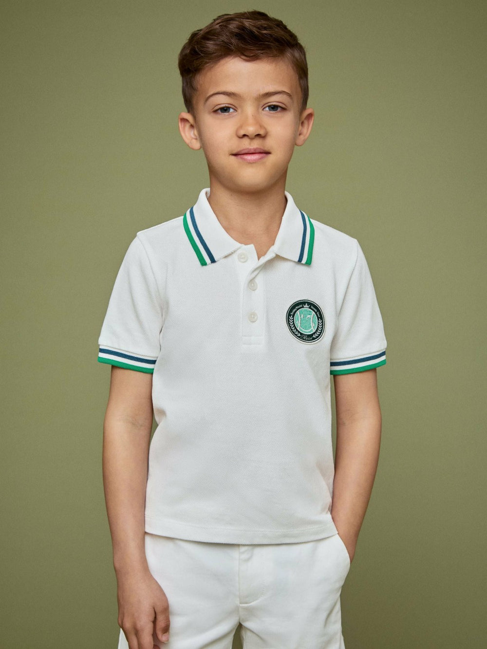 13-14 yrs SmileyWorld Piqué Polo Shirt in White