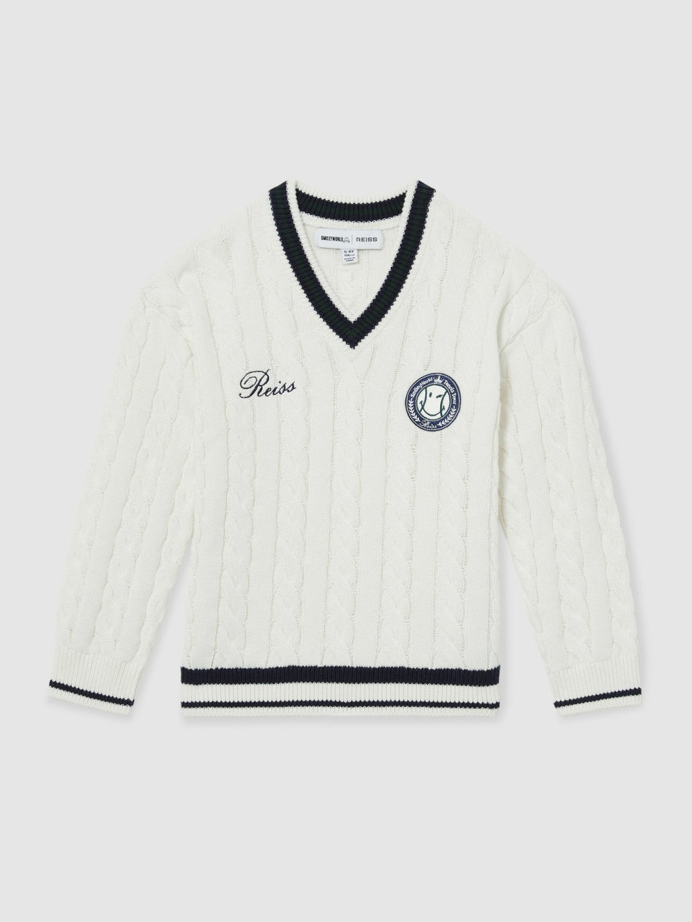 9-13 yrs SmileyWorld Cable-Knit Jumper Unisex Fit in Off White