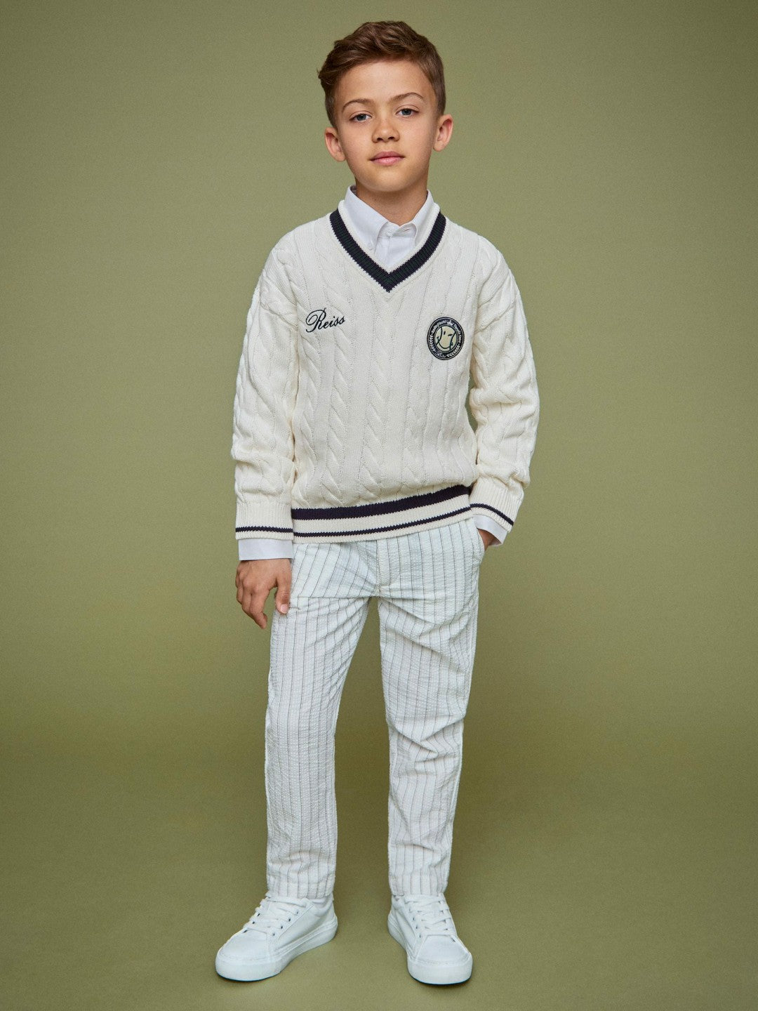 9-13 yrs SmileyWorld Cable-Knit Jumper Unisex Fit in Off White