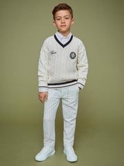 9-13 yrs SmileyWorld Cable-Knit Jumper Unisex Fit in Off White
