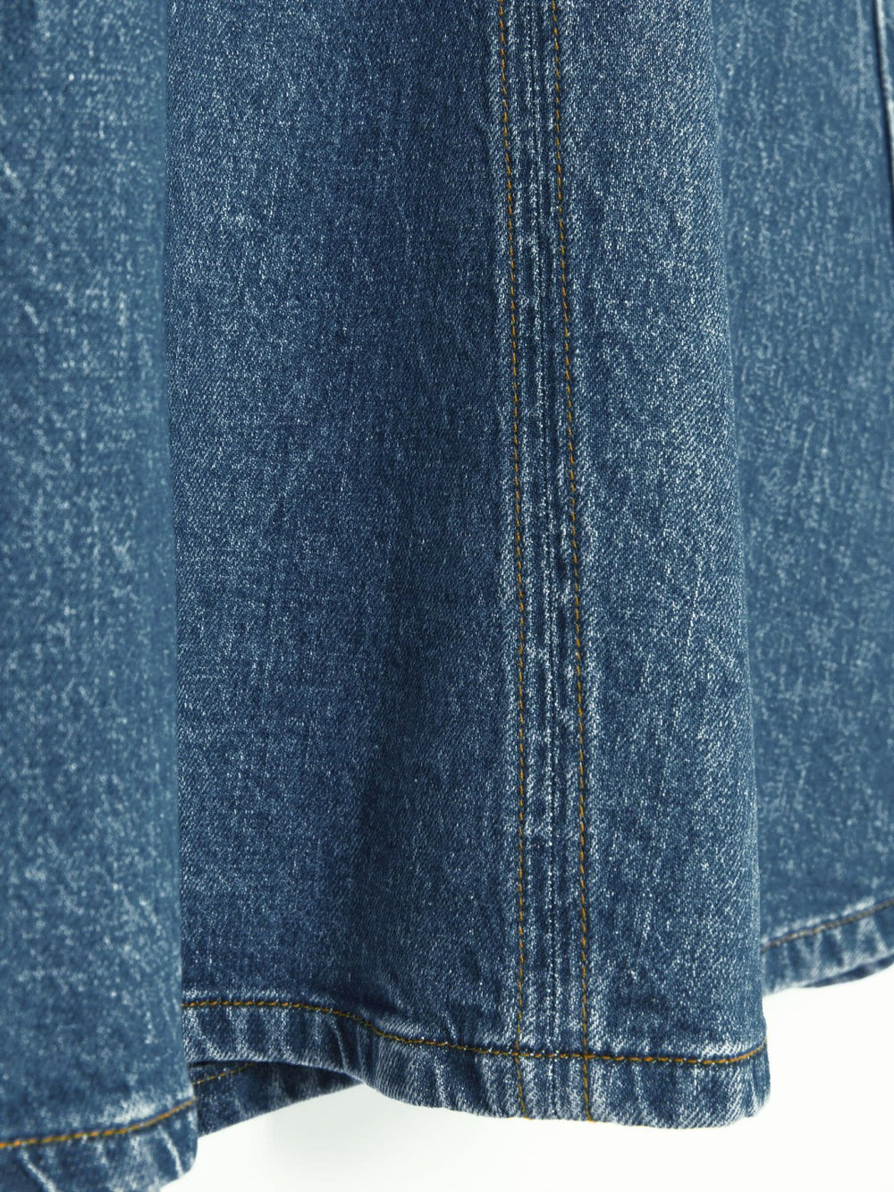 Denim Panelled Midi Skirt in Indigo