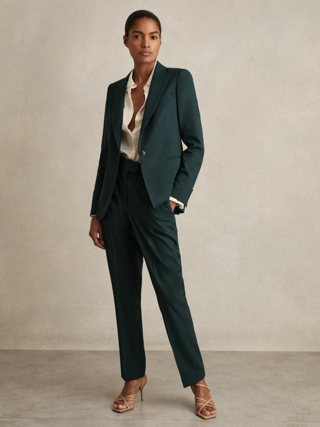 Wool-Blend Slim-Fit Suit Trousers in Green