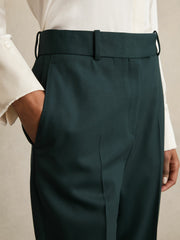 Petite Wool-Blend Slim-Fit Suit Trousers in Green