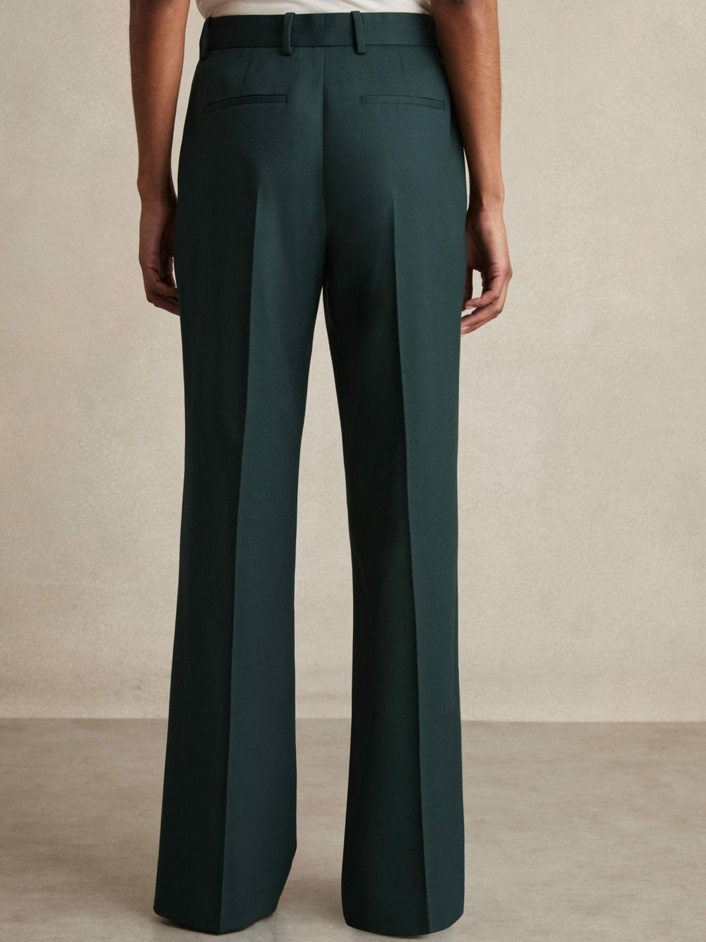 Petite Wool-Blend Wide-Leg Suit Trousers in Green