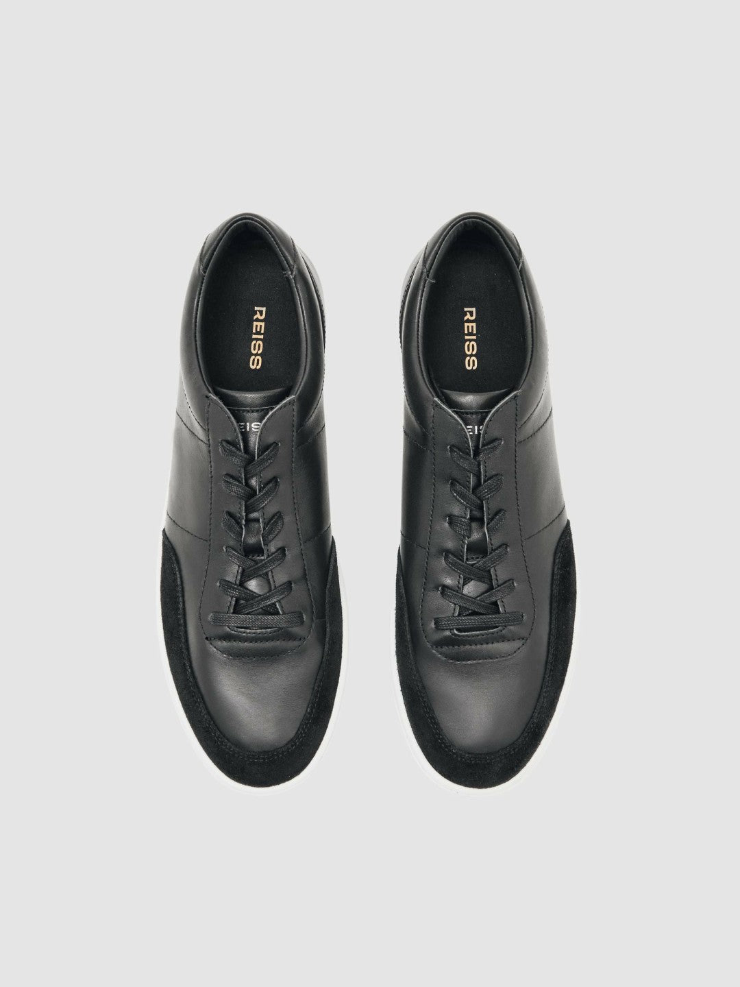 Bonded-Leather Low-Top Trainers in Black