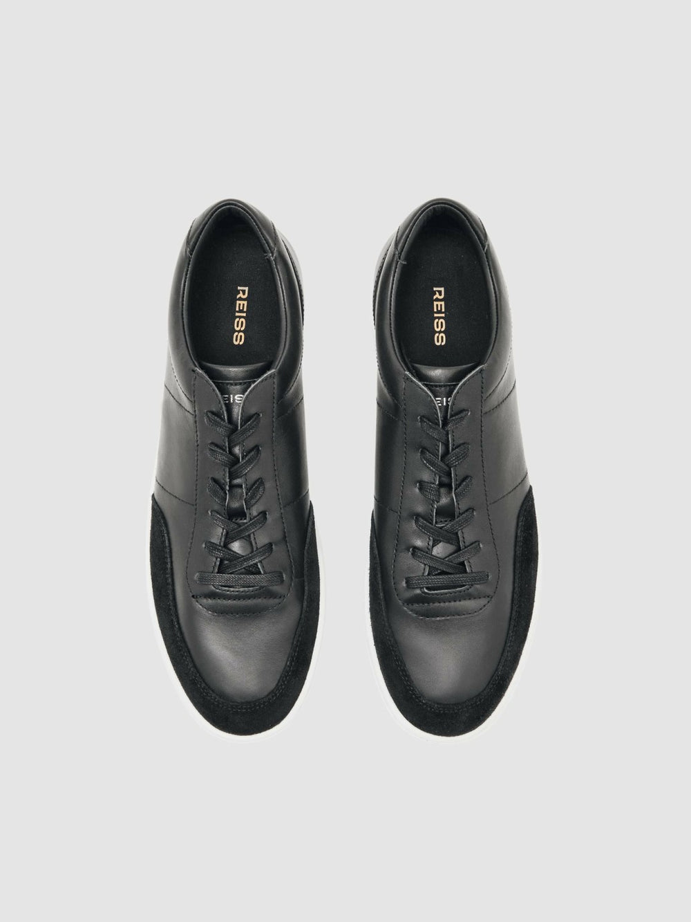 Bonded-Leather Low-Top Trainers in Black