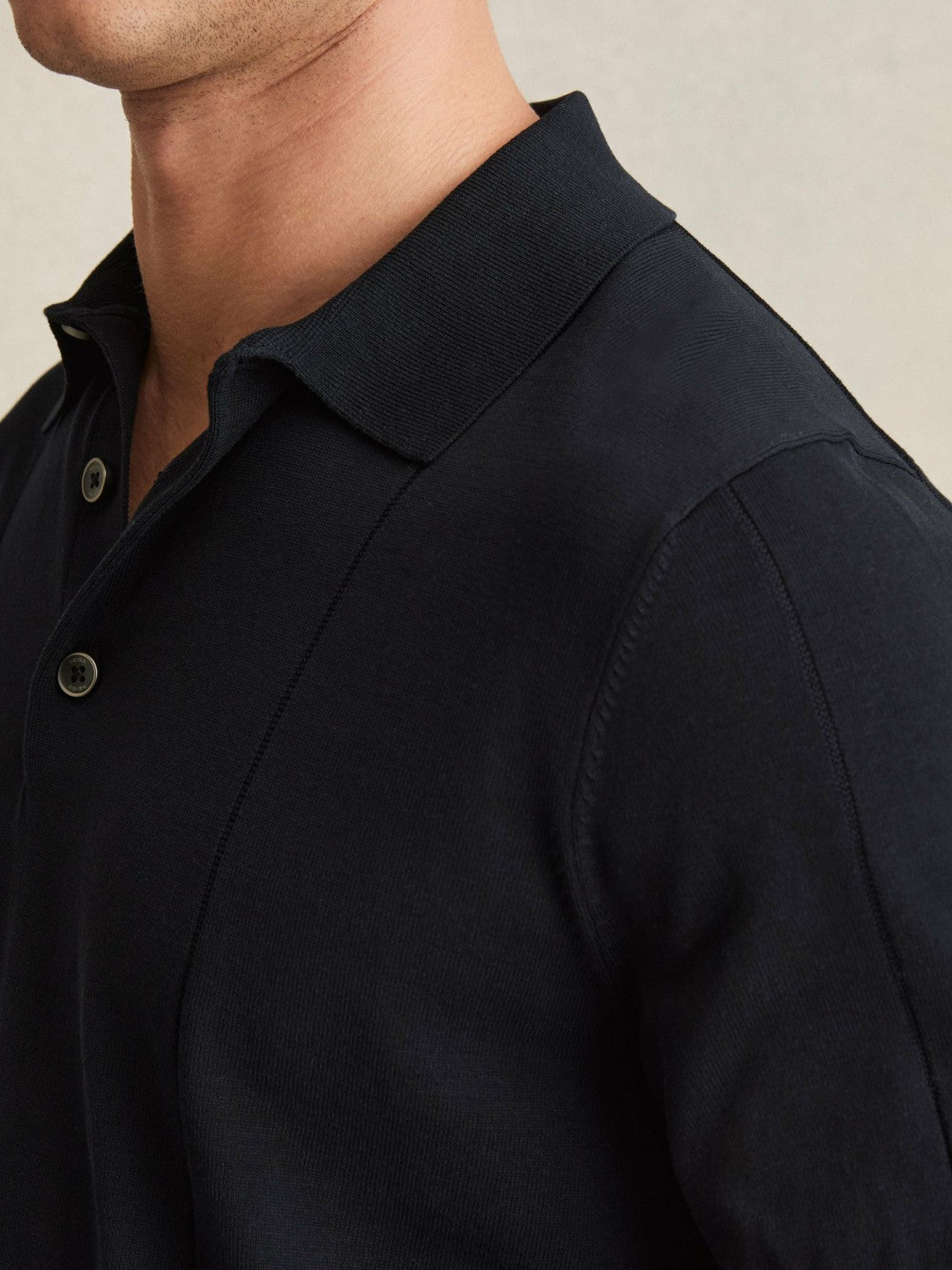 Cotton-Silk Polo Shirt in Navy