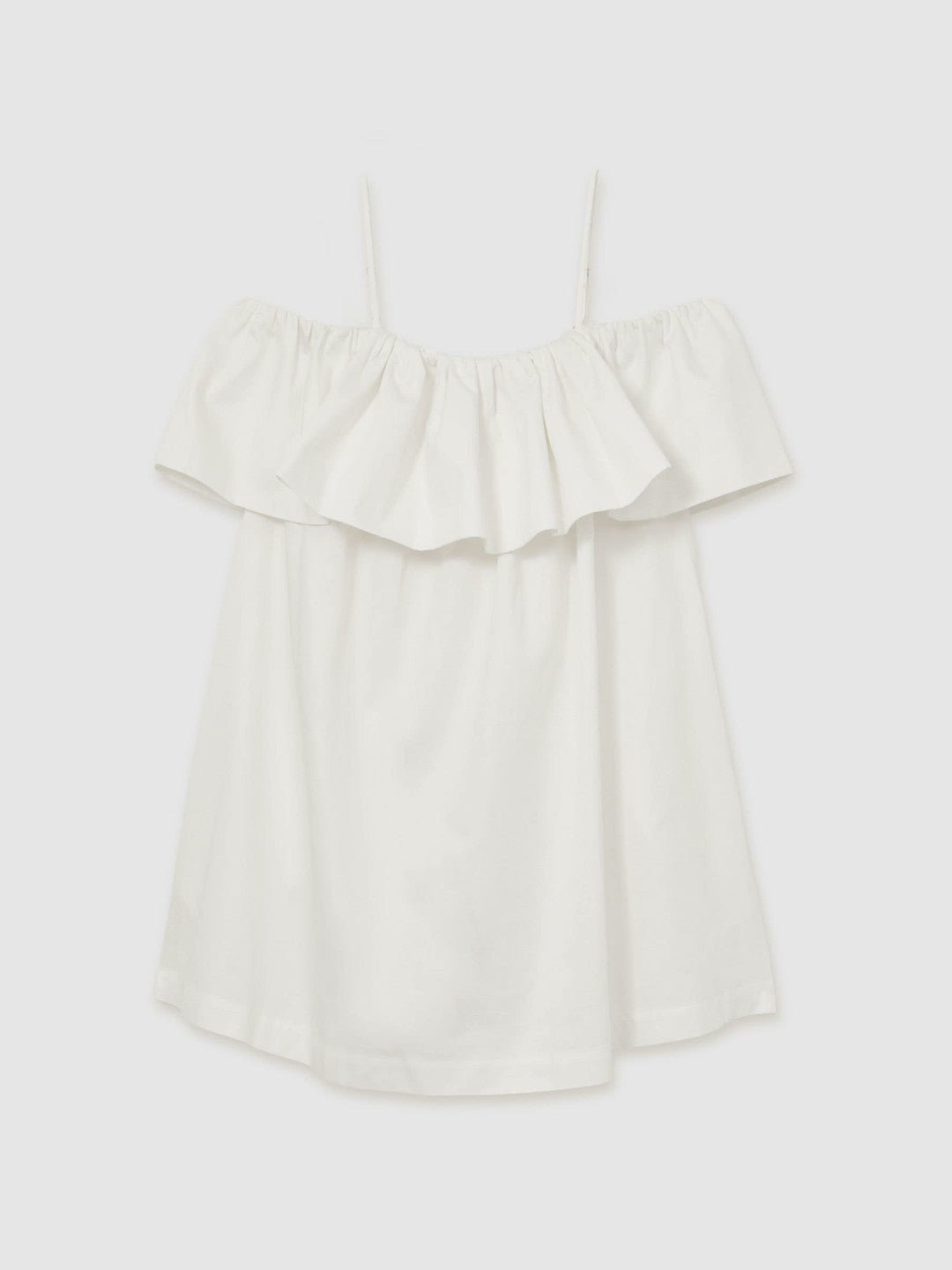 Cotton Off Shoulder Mini Dress in Ivory Cream