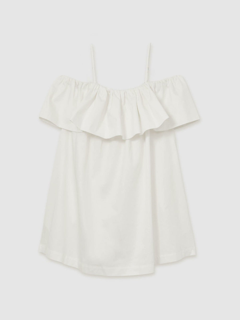 Cotton Off Shoulder Mini Dress in Ivory Cream