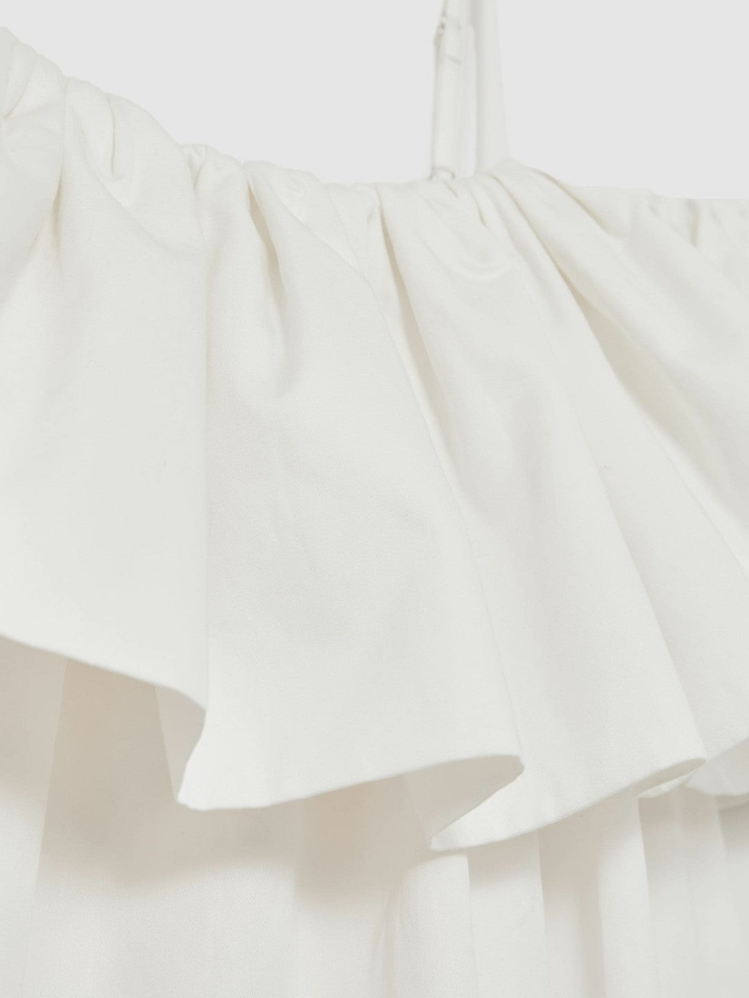 Cotton Off Shoulder Mini Dress in Ivory Cream