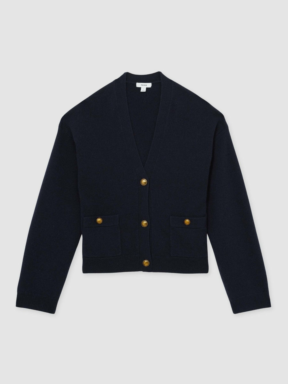 Wool-Cashmere Button Cardigan in Navy