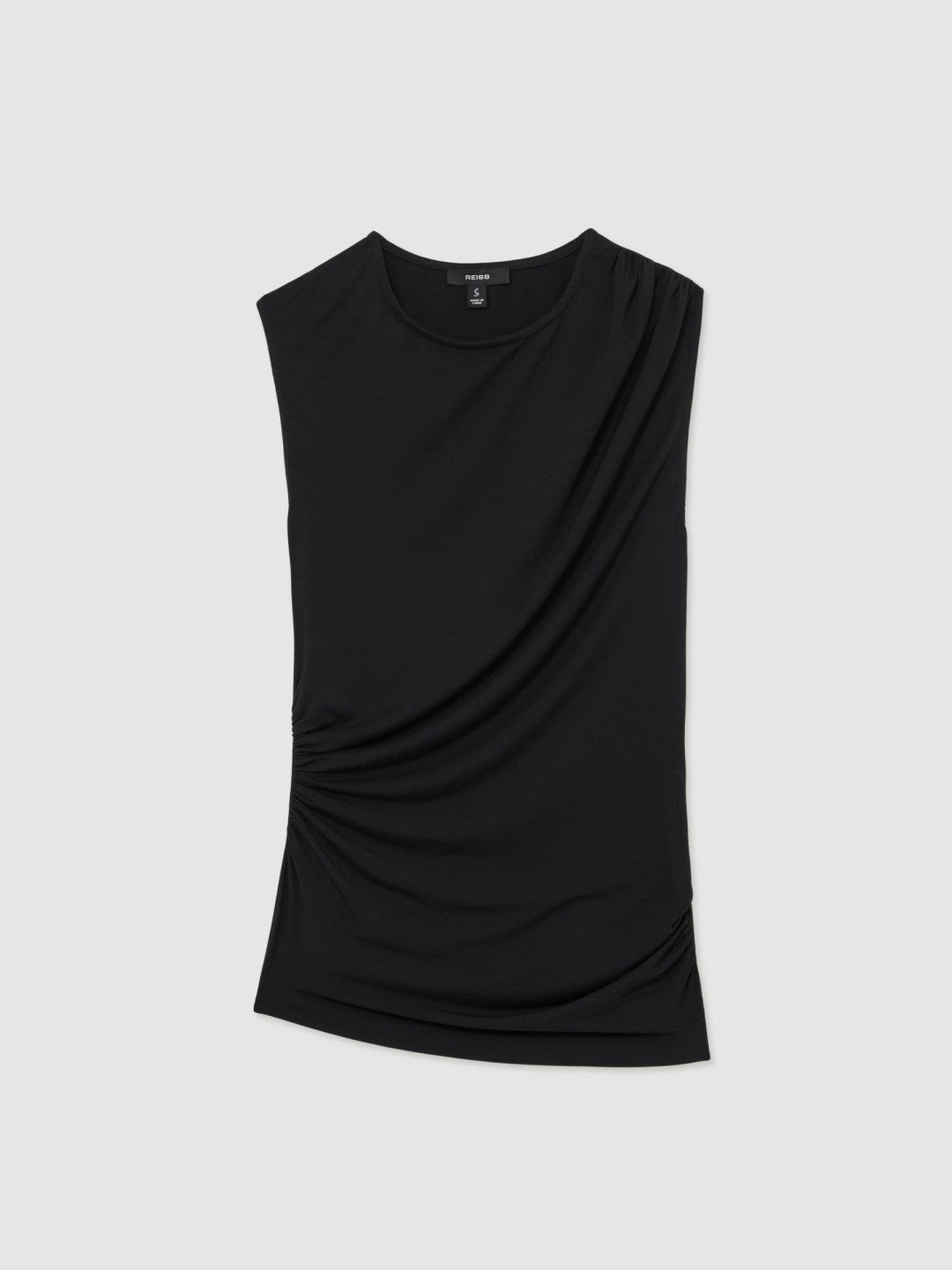 Stretch-Modal Ruched Vest in Black