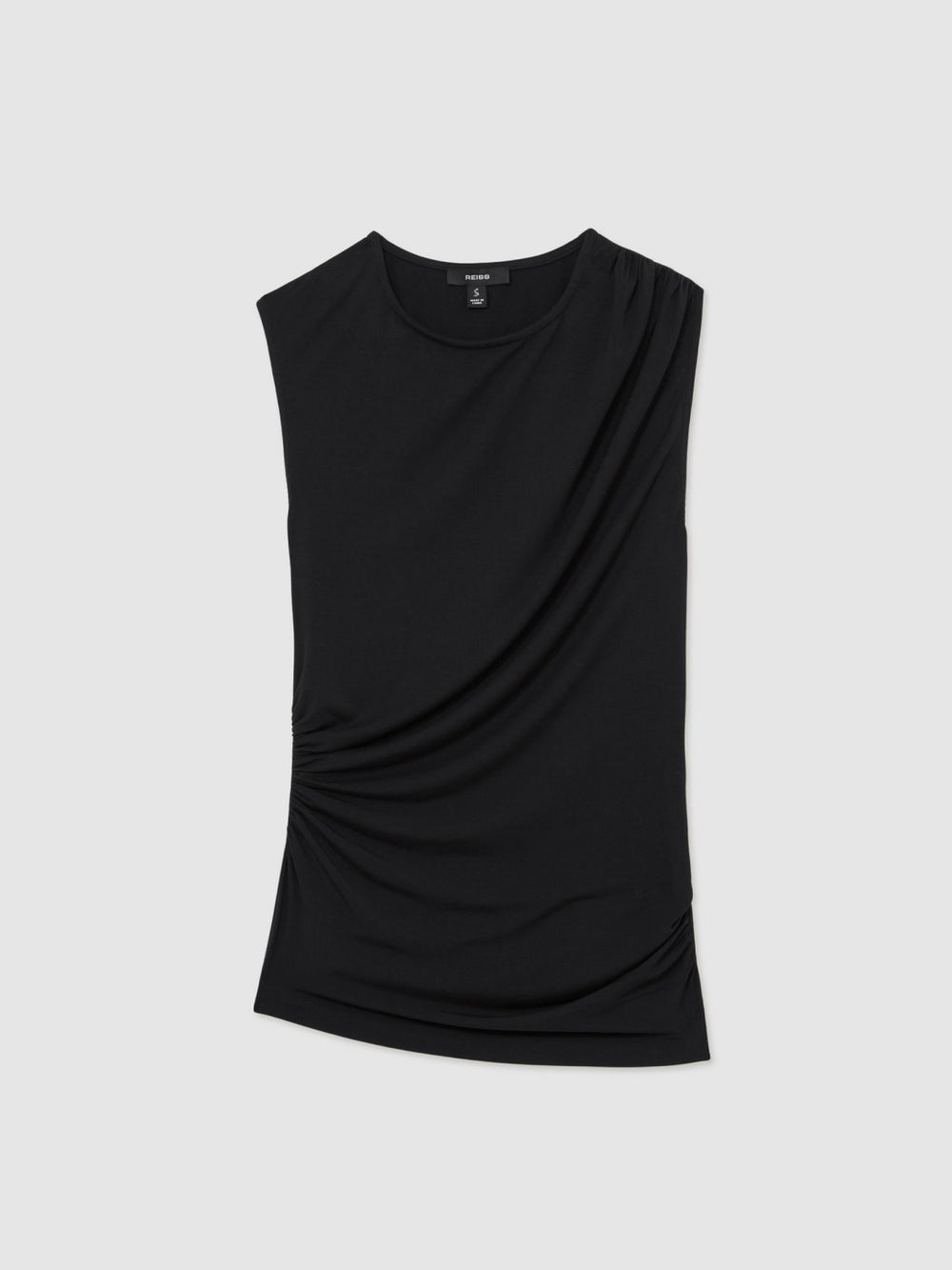 Stretch-Modal Ruched Vest in Black
