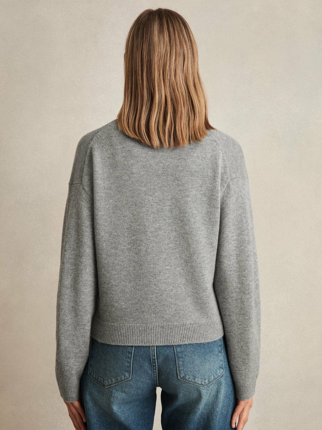 Wool-Cashmere Button Cardigan in Silver Grey