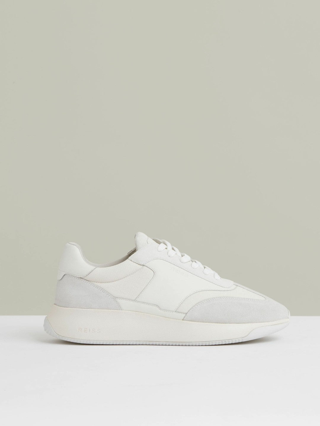 Bonded-Leather Suede Running Trainers in White