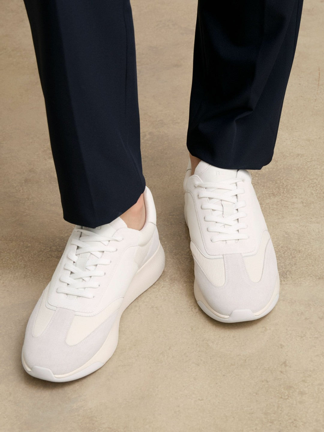 Bonded-Leather Suede Running Trainers in White