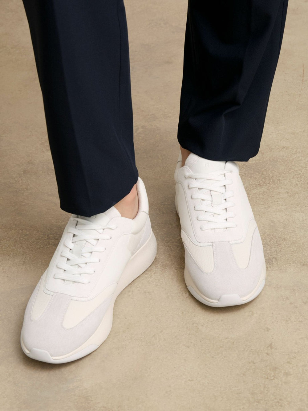 Bonded-Leather Suede Running Trainers in White